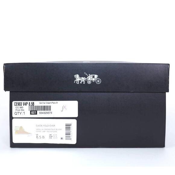 Coach Womens Suede Fold Over Sherpa High Tops-Womens 8.5-Vanilla / Pale Pink-NIB - Picture 11 of 12